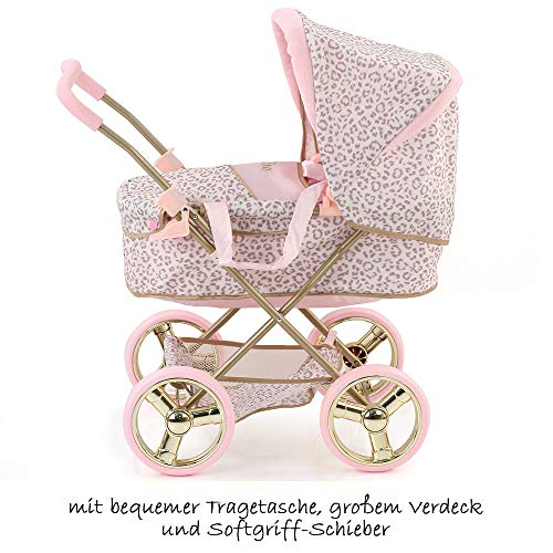 Hauck Toys - Cochecito para muñecas Gini con capazo extraíble, Capota y Cesta. Diseño Little Diva Rosa y Dorado