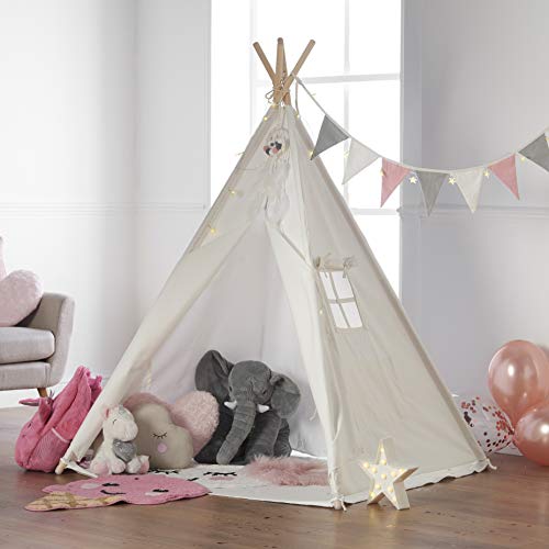 Haus Projekt Tipi Infantil Tipi Tienda con Colchoneta, Luces, Empavesado, Estuche - Tipi Indio para Niños, Tienda Campaña Portátil para Interior/Exterior para Niños Niñas, Certificado CE