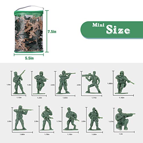 Hautton Juegos Militares de Figuras (100 Piezas), Ejército Militar Serie de Modelos Juguetes de Soldados, Tanque, Avión, Bandera, Cerca, Otros Accesorios de Campo Batalla Regalo Ideal para Niños…