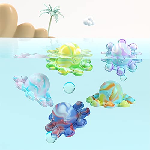 HBDY Doble cara Bubble Fidget Juguetes Simple Dimple Reversible Pulpo Colorido Raibow Tie Dye Silicona Sensorial Juguetes con llavero Flip Push Aliviar el estrés Finger Toys (B)