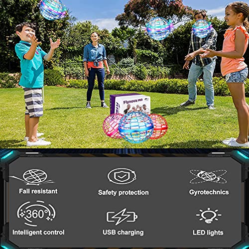 hctaw Flynova Pro Flying Orb, Mini Drone Volar Ball Spinner 360 ° UFO Giratorio, RGB LED y Pelota de Vuelo Recto para Niños Adultos al Aire Libre Interior (Azul)