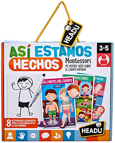 Headu- Así Estamos Hechos Mi Primer Juego sobre el Cuerpo Humano Infantil Educatvo de Anatomía, Color azul (1043732) , color/modelo surtido