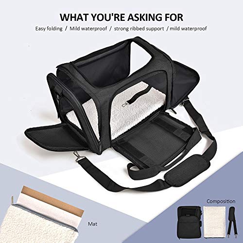 HEHUANG Pet Carrier Cat Mochila para Perros Messenger Carrier Asiento de Coche Basket Dog Booster Seat Soft Pet Travel Protector Bolsas para Perros, Negro