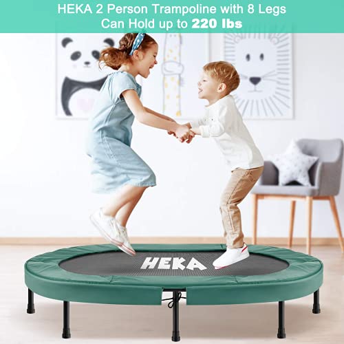 HEKA Cama Elástica para Niños Adultos 92 cm,Mini Trampolín Fitness Plegable con asa Ajustable,trampolín Interior/Exterior, Peso Máximo 100 kg (Verde)