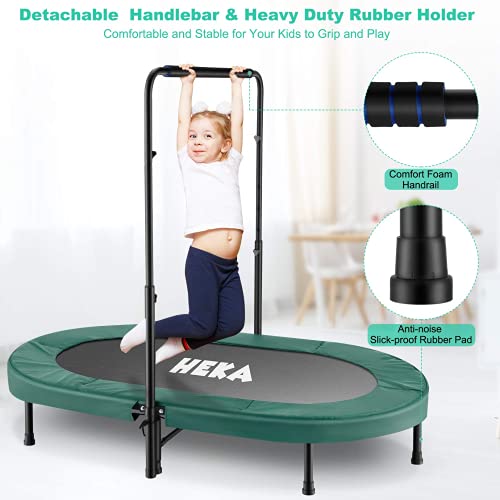 HEKA Cama Elástica para Niños Adultos 92 cm,Mini Trampolín Fitness Plegable con asa Ajustable,trampolín Interior/Exterior, Peso Máximo 100 kg (Verde)