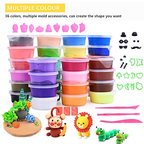 HellDoler 36 Colores Plastilina Arcilla Polimerica, DIY Plastilina para Niños Arcilla Mágica Ultraligera,Arcilla Mágica Manualidades para Niños,Arcilla de Manualidades niños,Accesorios de Animales