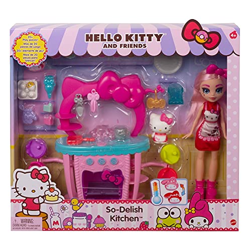 Hello Kitty Muñeca con cocina, vestido y accesorios de juguete para cocinar (Mattel GWX05)