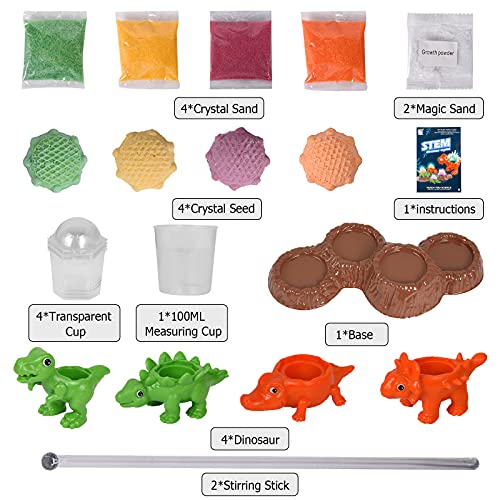 Herefun Cultivo De Cristal para Niños, Kit De Ciencia De Fabricación De Cristal, Laboratorio Experimento Educativo Regalo de Juguete para Bricolaje Niños 8 Años (Rosa Naranja Amarillo Verde)