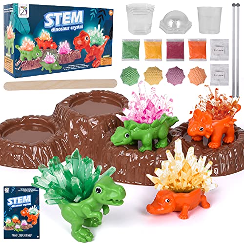 Herefun Cultivo De Cristal para Niños, Kit De Ciencia De Fabricación De Cristal, Laboratorio Experimento Educativo Regalo de Juguete para Bricolaje Niños 8 Años (Rosa Naranja Amarillo Verde)