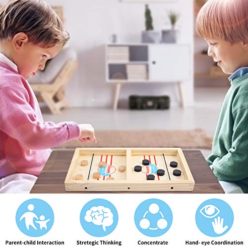 Herefun Hockey de Mesa Portatil, Catapulta Ajedrez Juego, Mesa de Tiro rápido Juego, Juego de Mesa de Hockey, Hockey de Mesa para Niños, Regalos de Cumpleaños para Niños (4)