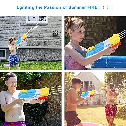 Herefun Pistola de Agua, 1100ML Pistola de Agua Verano Juguetes de Agua, Largo Rango de 8-10M 4 Boquillas Pistola de Agua Juguete, Piscina Juguetes Niños para Jardín Fiestas de Verano al Aire Libre