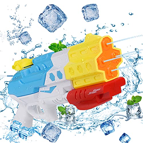 Herefun Pistola de Agua, 1100ML Pistola de Agua Verano Juguetes de Agua, Largo Rango de 8-10M 4 Boquillas Pistola de Agua Juguete, Piscina Juguetes Niños para Jardín Fiestas de Verano al Aire Libre