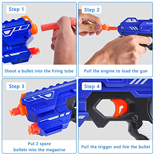 Herefun Pistola de Juguete para Flechas Nerf, Pistola de Dardos de Espuma con 40 Espuma Balas+Gafas Protectoras+Objetivo, Juegos Tiro Pistola de Ninos Regalos de Cumpleaños y Navidad para Niños