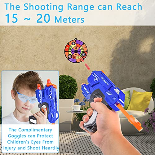 Herefun Pistola de Juguete para Flechas Nerf, Pistola de Dardos de Espuma con 40 Espuma Balas+Gafas Protectoras+Objetivo, Juegos Tiro Pistola de Ninos Regalos de Cumpleaños y Navidad para Niños