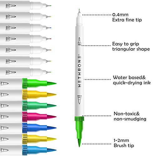 Hethrone Rotuladores Punta Pincel - 72 Colores Rotulador Doble Punta