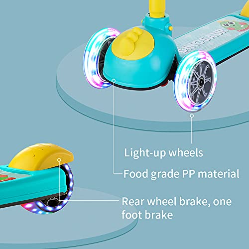 HHD Patinete infantil desmontable de tres ruedas para niños a partir de 3 – 12 años, con 3 ruedas LED, con manillar ajustable, soporta hasta 100 kg (verde)