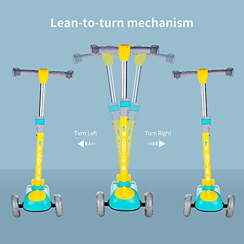 HHD Patinete infantil desmontable de tres ruedas para niños a partir de 3 – 12 años, con 3 ruedas LED, con manillar ajustable, soporta hasta 100 kg (verde)