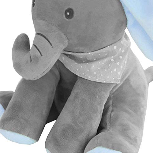 HHJ Peluche de Elefante con Movimiento y Sonido, Juguete Interactivo Peek-a-Boo Elefante, Juego de Ocultar y Buscar Muñeca de Peluche Animada de Felpa Muñecas para Bebé/Niños-Azul