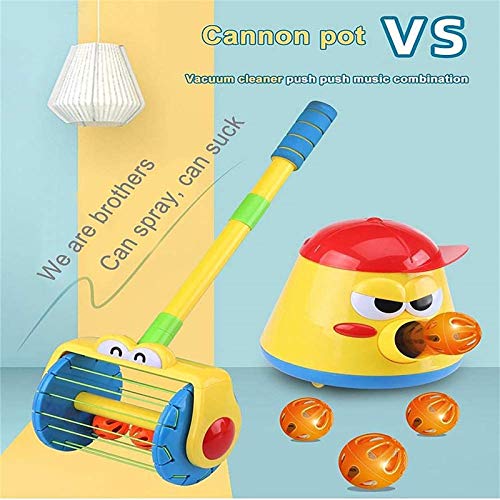 HHYSPA Electric Push Walker & Whirl Scoop a Ball Launcher Walker Set, Baby Vacuum Cleaner Toy, Automatic Ball Launcher for Kids, Baby Toddler Stroller Toy Puzzle Fun Launcher Toy for Children