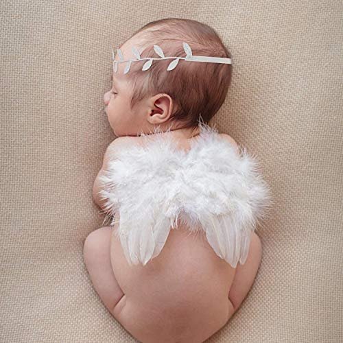 Hifot recien nacido fotografia kit, Bebe plumas ángel alas con diadema set, bebe fotografía Accesorios prop disfraz