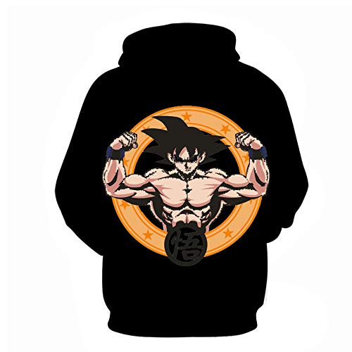 High Street Style Impresión 3D Anime Dragon Ball Sudadera con capucha Suéter Cuello redondo para niño Moda a estrenar Ropa deportiva suelta Suéter con capucha con bolsillos grandes