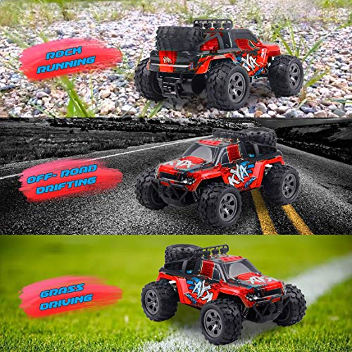 Highttoy Coche Teledirigido,Coche RC de Alta Velocidad 2.4GHz 20km/h Coche de Control Remoto Escala 1:18 Vehículo RC Camión Teledirigido Coche de Carreras Coche de Juguete Regalo para Niños Rojo