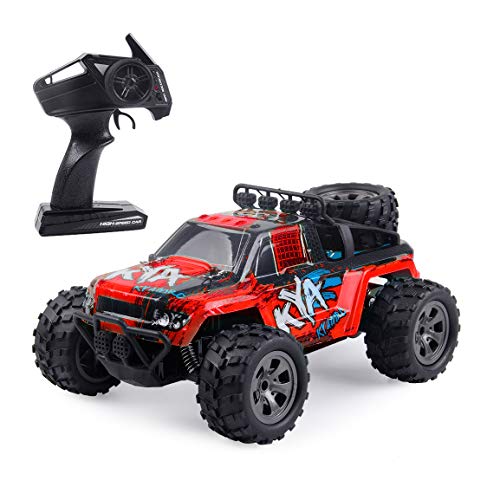 Highttoy Coche Teledirigido,Coche RC de Alta Velocidad 2.4GHz 20km/h Coche de Control Remoto Escala 1:18 Vehículo RC Camión Teledirigido Coche de Carreras Coche de Juguete Regalo para Niños Rojo