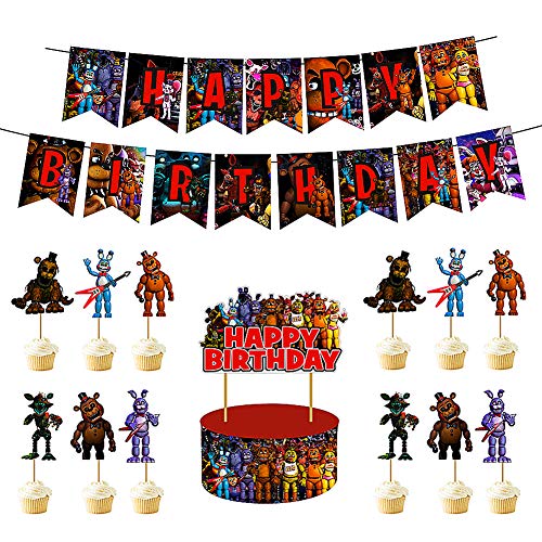 Hilloly 14Pcs Happy Birthday Supplies, Party Set, Birthday Party Decorations, Primeros de La Torta, Banner de Feliz Cumpleaños