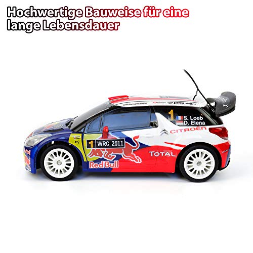 Himoto HSP Vehículo teledirigido con licencia en original compatible con Citroen DS3 WRC Rallye, modelo de construcción a escala 1:16, coche, coche, juego completo, incluye mando a distancia