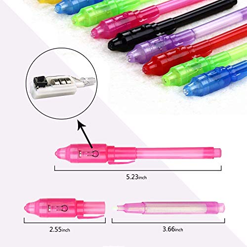 Hirsrian Boligrafo Tinta Invisible, 14 Lapiz Tinta Invisible, UV Espía y Rotuladores Mágicos, Rotulador Mágico de luz UV para Mensajes Secretos, Regalo de Fiesta para Niños