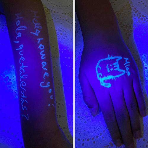 Hirsrian Boligrafo Tinta Invisible, 14 Lapiz Tinta Invisible, UV Espía y Rotuladores Mágicos, Rotulador Mágico de luz UV para Mensajes Secretos, Regalo de Fiesta para Niños