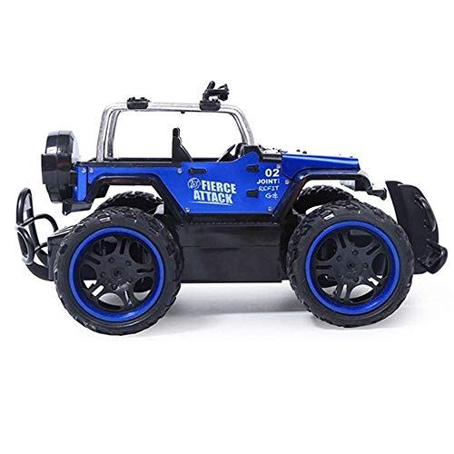 HKX Coche de Control Remoto por Radio eléctrico 2.4Ghz Racing Rock Climber Vehículo Todoterreno Gigante 4 Ruedas RC Monster Truck Recargable para niños Juguetes de Regalo (Color: Azul)