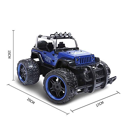 HKX Coche de Control Remoto por Radio eléctrico 2.4Ghz Racing Rock Climber Vehículo Todoterreno Gigante 4 Ruedas RC Monster Truck Recargable para niños Juguetes de Regalo (Color: Azul)