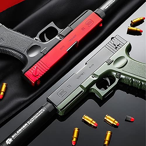 Hnjxyh Pistolas de Juguete Multiusos, Pistola de Juguete de Bala Suave para niños, Pistola Falsa Estilo M1911, Pistola de Juguete para niños, Juguete de Pistola de bláster de tamaño 1: 1 Realista-Red