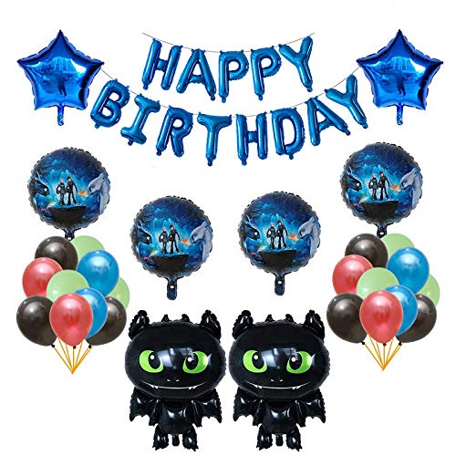 HNTHBZ Globo 1set Cómo Entrenar A Tu Globos De Dientes Ceremonia Negro Dragón Desdentado Bola De La Fiesta De Cumpleaños del Bebé Héroe Temático Decoración Juguetes (Color : Black)