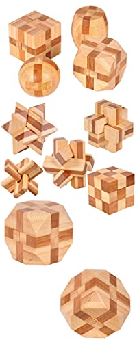 Holzsammlung 12 Piezas Cubo 3D Rompecabezas de Madera, Prueba de Inteligencia Kongming Classic Puzzle Bloqueo Educativo Juego de Prueba de Inteligencia Juguetes Navidad Regalo para Adultos Niños