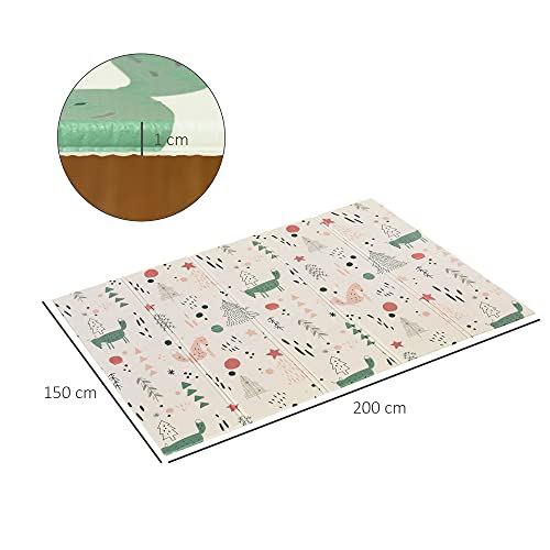 HOMCOM Alfombra Infantil Plegable Acolchado 2 Caras Alfombrilla de Juegos para Bebé Reversible Impermeable Antideslizantes con Superficie Grande 200x150 cm Multicolor