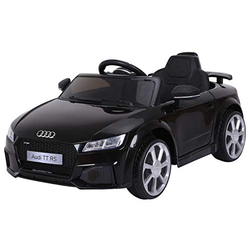 HOMCOM Audi TT Eléctrico Infantil Coche Juguete Niño 3 Años+ con Mando a Distancia con Música y Luces Modos de Aprendizaje Batería 6V Doble Apertura de Puerta Carga 30kg 103x63x44cm Color Negro