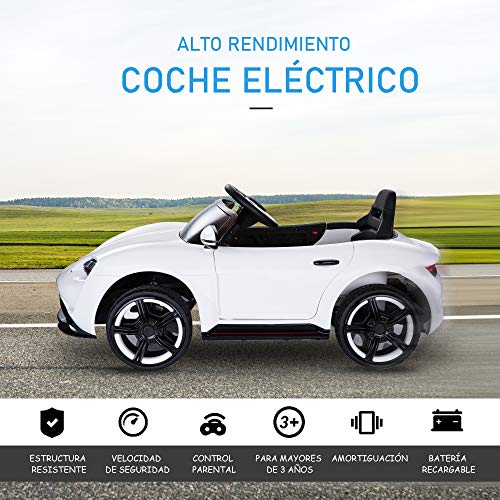 HOMCOM Coche Eléctrico para Niño +3 Años con Mando a Distancia MP3 USB Luces y Sonidos Apertura de Puerta Carga 25kg 115x65x50cm