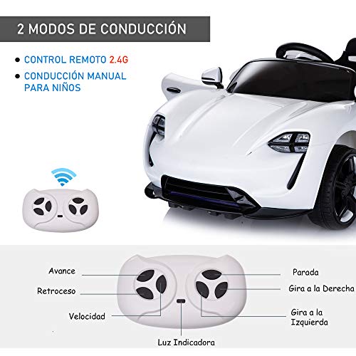 HOMCOM Coche Eléctrico para Niño +3 Años con Mando a Distancia MP3 USB Luces y Sonidos Apertura de Puerta Carga 25kg 115x65x50cm