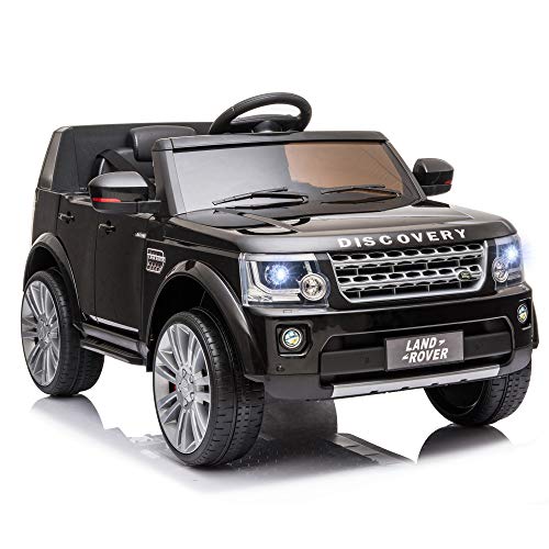 HOMCOM Coche Eléctrico para Niños de +3 Años Landrover con Licencia Control Remoto Batería 12V y 2 Motores Velocidad de 3-5 km/h 102,5x69x55,4 cm Negro