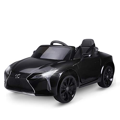 HOMCOM Coche Eléctrico para Niños Mayores de 3 Años Automóvil Infantil Lexus LC500 con Licencia Control Remoto y Manual con Música Bocina y Faros Soporta Máx. 30 kg 106x63x44 cm Negro