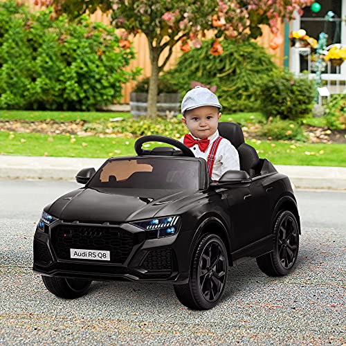 HOMCOM Compatible de Coche Eléctrico Infantil Audi RS Q8 con Batería 6V Mando a Distancia Música MP3 Bocina y Luces 101x62x51 cm Negro