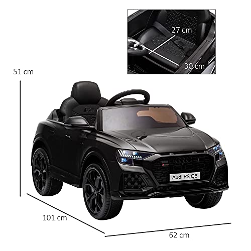 HOMCOM Compatible de Coche Eléctrico Infantil Audi RS Q8 con Batería 6V Mando a Distancia Música MP3 Bocina y Luces 101x62x51 cm Negro