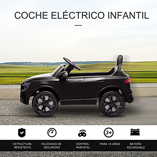 HOMCOM Compatible de Coche Eléctrico Infantil Audi RS Q8 con Batería 6V Mando a Distancia Música MP3 Bocina y Luces 101x62x51 cm Negro