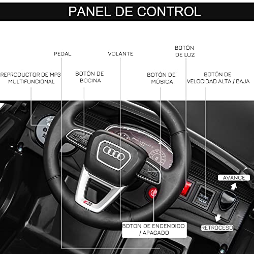 HOMCOM Compatible de Coche Eléctrico Infantil Audi RS Q8 con Batería 6V Mando a Distancia Música MP3 Bocina y Luces 101x62x51 cm Negro