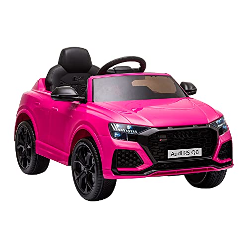 HOMCOM Compatible de Coche Eléctrico Infantil Audi RS Q8 con Batería 6V Mando a Distancia Música MP3 Bocina y Luces 101x62x51 cm Rosa