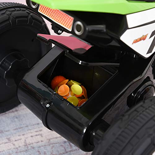 HOMCOM Moto Correpasillos Infantil para Niños de +18 Meses con Apariencia de Moto de Montaña con 3 Ruedas con Luces y Sonido Pedales Diseño Único 71x40x51 cm Verde