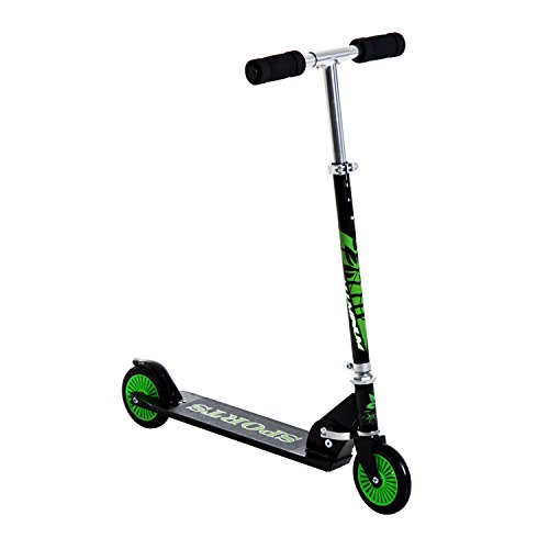 HOMCOM Patinete para Niños Scooter de Evolución Plegable Manillar Ajustable Marco Aluminio Ligero y Estable Carga 50kg 64x34x66-82 cm Verde