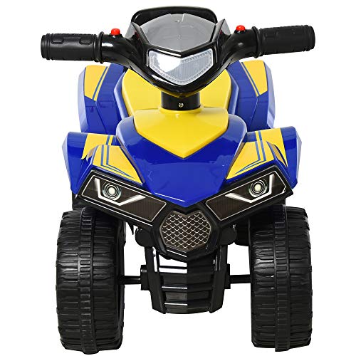 HOMCOM Quad Correpasillos para Niños 18-36 Meses Coche Cuatrimoto con Funciones de Luces Bocina y Espacio Secreto de Almacenaje 60x31x42 cm Azul